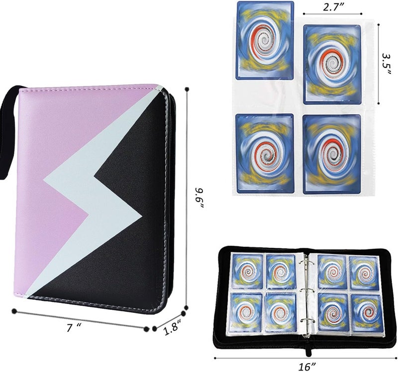 NUOSWEK Card Binder 4 Pocket, 3-Ring 400 Pockets Zipper Card Holder Album with Removable 50 Sleeves, Card Folder Book for Trading Cards, MTG, TCG, Yugioh Cards, Sports Cards (Purple) - Image 5